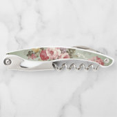 Dusty Olive Green Floral Design Kurkentrekker (Voorkant)