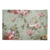  Dusty Olive Green Floral Design Kussensloop (Achterkant)
