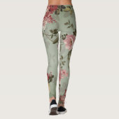  Dusty Olive Green Floral Design Leggings (Achterkant)