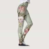  Dusty Olive Green Floral Design Leggings (Rechts)