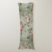 Dusty Olive Green Floral Design Lichaamskussen (Voorkant Verticaal)