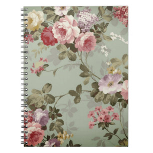 Dusty Olive Green Floral Design Notitieboek