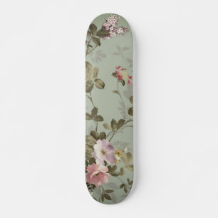 Dusty Olive Green Floral Design Persoonlijk Skateboard