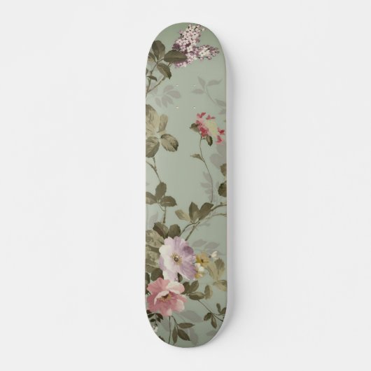  Dusty Olive Green Floral Design Persoonlijk Skateboard (Voorkant)