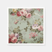  Dusty Olive Green Floral Design Servet (Voorkant)