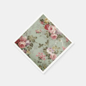  Dusty Olive Green Floral Design Servet (Hoek)