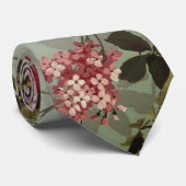  Dusty Olive Green Floral Design Silky Stropdas (Opgerold)