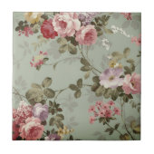  Dusty Olive Green Floral Design Tegeltje (Voorkant)