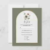 Dusty Olive Pink Gold Waterverf Floral RSVP Kaart (Voorkant)