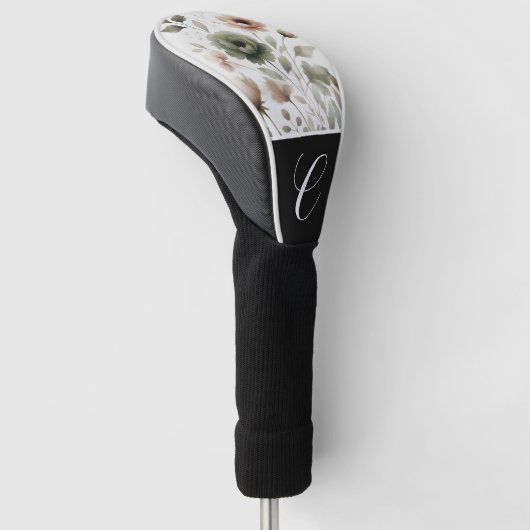Dusty Olive & Pink Waterverf Modern Floral Golfheadcover (Schuin)
