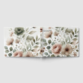 Dusty Olive & Roze Waterverf Bloemen Huwelijk Gastenboek (Volledig)