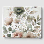 Dusty Olive & Roze Waterverf Bloemen Huwelijk Gastenboek (Achterkant)