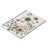 Dusty Olive & Roze Waterverf Bloemen Huwelijk Notitieboek (Linkerzijde)