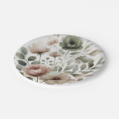 Dusty Olive & Roze Waterverf Bloemen Huwelijk Papieren Bordje (Gekanteld)