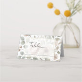 Dusty Olive & Roze Waterverf Bloemen Huwelijk Plaatskaartje (Voorkant)