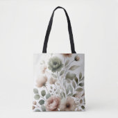 Dusty Olive & Roze Waterverf Bloemen Huwelijk Tote Bag (Voorkant)