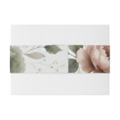 Dusty Olive & Roze Waterverf Bloemen Huwelijk Uitnodigingen Wikkel (Achterkant Voorbeeld)