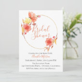 Dusty Oranje Floral Bridal Shower Kaart (Staand voorkant)