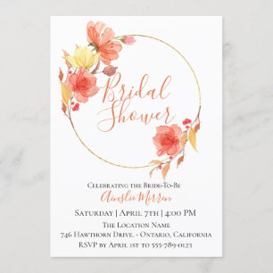 Dusty Oranje Floral Bridal Shower Kaart