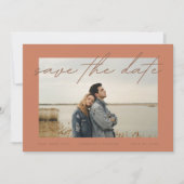 Dusty Oranje Terracotta Elegant Border Photo Save The Date (Voorkant)