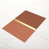 Dusty Oranje Terracotta Gold Foil Stripe Wedding Folie Uitnodiging (Gedraaid)