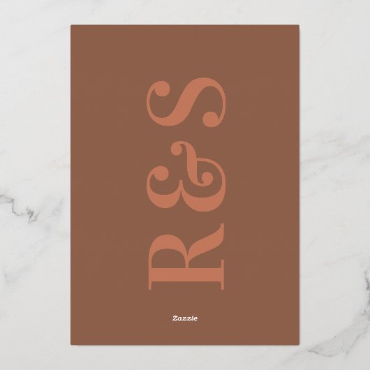 Dusty Oranje Terracotta sparen de datum Folie Uitnodiging (Achterkant)