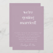 Dusty Paars all in one minimalist Modern Wedding Kaart (Voorkant / Achterkant)