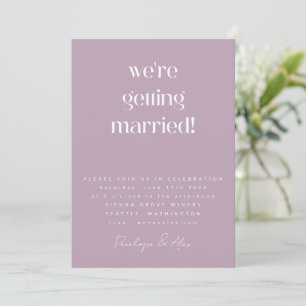 Dusty Paars all in one minimalist Modern Wedding Kaart