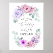 Dusty Paars and Pink Floral Wedding Welcome Poster (Voorkant)