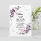 Dusty Paars Blooms Geometric Vrijgezellenfeest Inv Kaart (Staand voorkant)