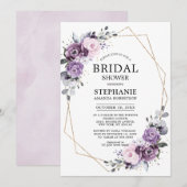 Dusty Paars Blooms Geometric Vrijgezellenfeest Inv Kaart (Voorkant / Achterkant)