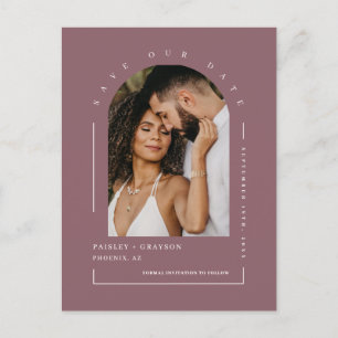 Dusty Paars Boho Arch Photo QR Code Save Our Date Briefkaart