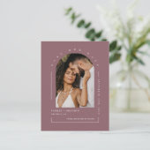Dusty Paars Boho Arch Photo QR Code Save Our Date Briefkaart (Staand voorkant)