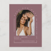 Dusty Paars Boho Arch Photo QR Code Save Our Date Briefkaart (Voorkant)