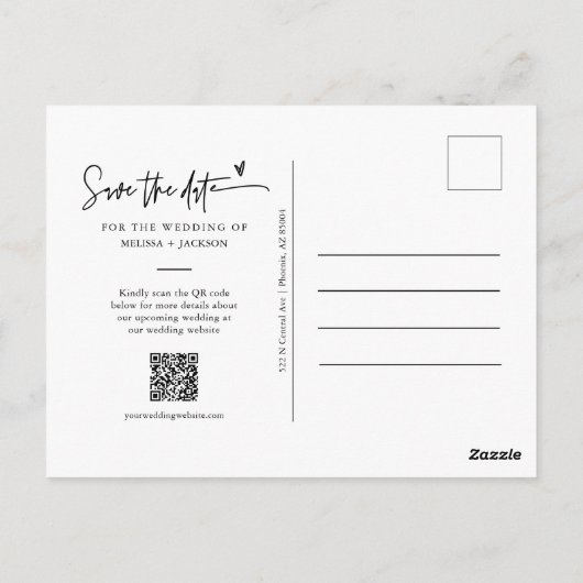 Dusty Paars Boho Arch Photo QR Code Save the Date Briefkaart (Achterkant)