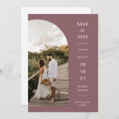 Dusty Paars Boho Arch Photo QR Code Save the Date Kaart (Voorkant / Achterkant)