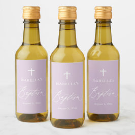 Dusty Paars Cross Girl Baptism Mini Wine Label Wijn Etiket