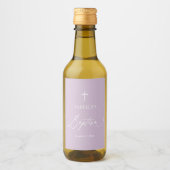 Dusty Paars Cross Girl Baptism Mini Wine Label Wijn Etiket (Voorkant)
