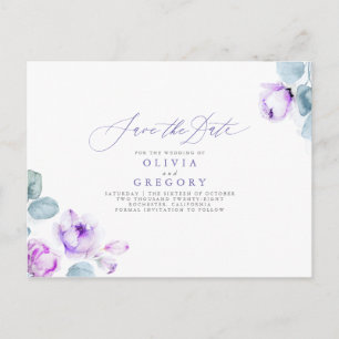 Dusty Paars Elegant Romantic Save the Date Aankondigingskaart