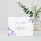 Dusty Paars Elegant Romantic Save the Date Aankondigingskaart (Staand voorkant)