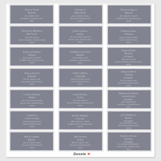 Dusty Paars en Beige Font Guest Adresetiketten Sticker (Vel)