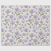 Dusty Paars en Cream  Floral Pattern Cadeaupapier (Vlak)