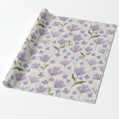 Dusty Paars en Cream Floral Pattern Cadeaupapier (Uitgerold)