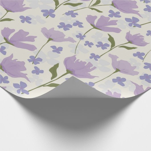 Dusty Paars en Cream Floral Pattern Cadeaupapier (Hoek)