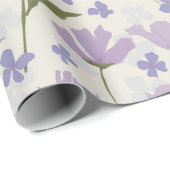 Dusty Paars en Cream  Floral Pattern Cadeaupapier (Rol Hoek)