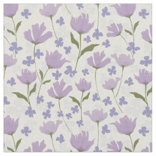 Dusty Paars en Cream Ivory Flowers Floral Print Stof