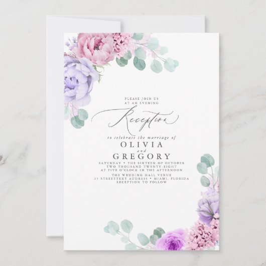 Dusty Paars en roze bruiloft Kaart (Voorkant)