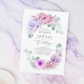 Dusty Paars en Roze Floral Elegant Boho Wedding Kaart