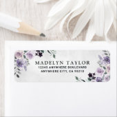 Dusty Paars en Silver Grey Floral Rustic Wedding Etiket (Insitu)