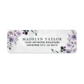 Dusty Paars en Silver Grey Floral Rustic Wedding Etiket (Voorkant)